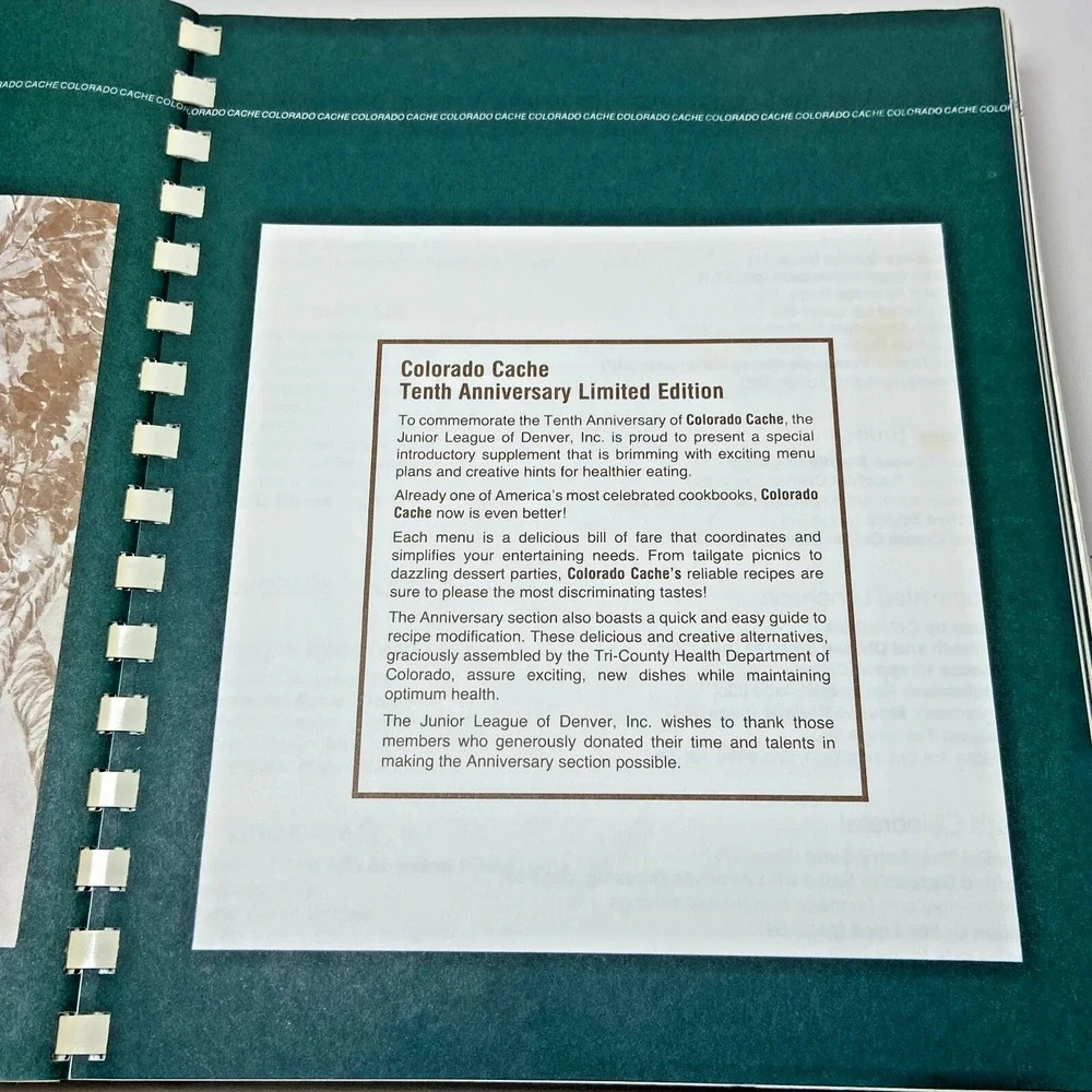 Colorado Cache Cookbook 10th Anniversary Limited Edition Paperback Junior League